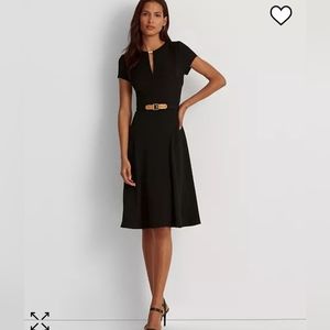 EUC LAUREN RALPH LAUREN - Belted Georgette Dress - Hunter Green